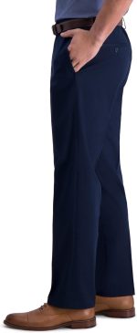 Men's Iron Free Premium Khaki Straight Fit Flat Front Flex Waistband Casual Pant - Image 2