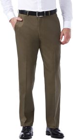 Men's Premium No Iron Khaki Classic Fit Expandable Waist Flat Front Pant (Regular and Big & Tall Sizes)