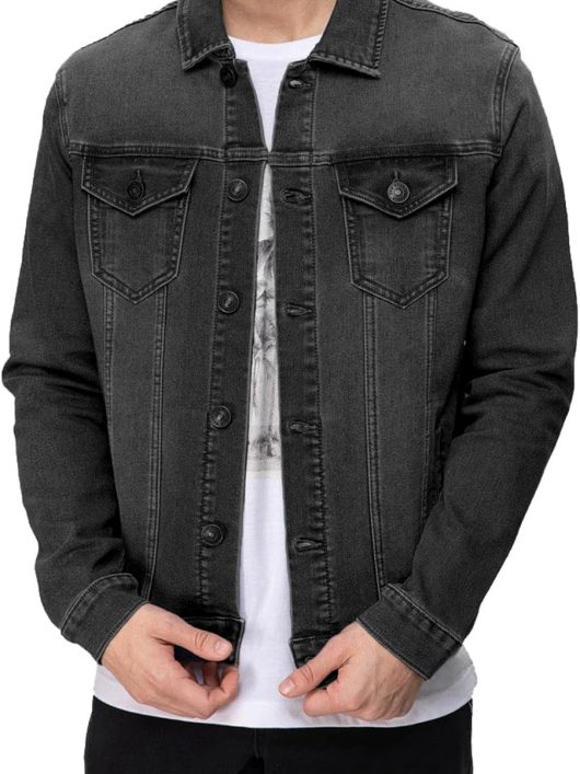 Men’s Rugged Wear Button Down Denim Jacket Fashion, Classic Long Sve Jean Jacket