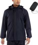 Men’s Rain Jacket with Hood Lightweight Rain Coats Waterproof Raincoat Packable Windbreaker for Hiking Cycling