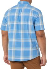 Men's Short Sleeve Dress Shirt with Stretch, Charcoal White Vertical Stripe - Image 2