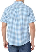 Men's Short Sleeve Dress Shirt with Stretch, Charcoal White Vertical Stripe - Image 2